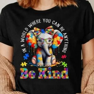 Autism Elephant 'Be Kind' Graphic T-Shirt - Unisex Size S